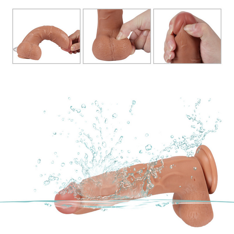 8.26 Inch Ejaculating Squirting Dildo Silicone Dong Suction Cup Penis Cum Sperm Cock